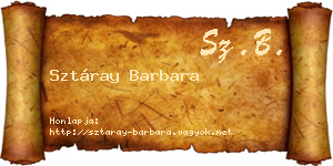 Sztáray Barbara névjegykártya